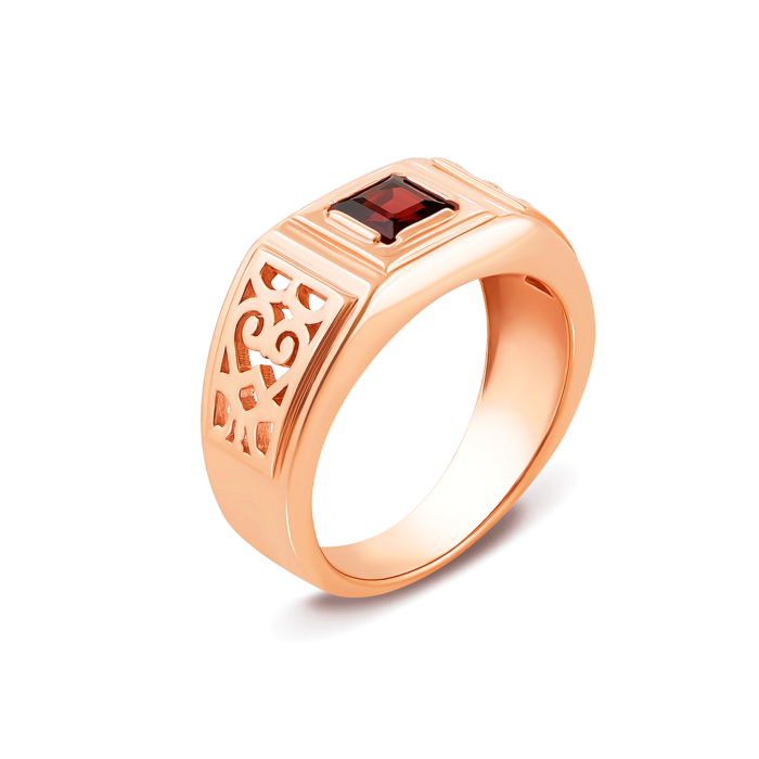 Золота печатка з гранатом. Артикул 51031/гр