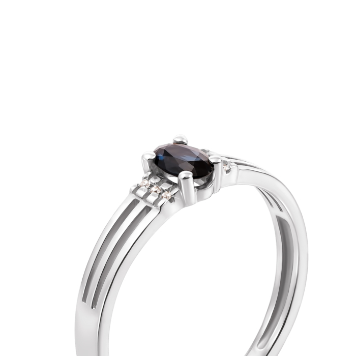 Золотое кольцо с сапфиром и бриллиантами. Артикул 53037/0.8S б сап