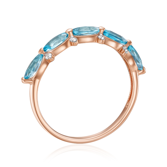 Золота каблучка з топазом Swiss і фіанітами. Артикул 530375/01/0/7314