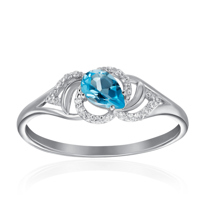 Золота каблучка з топазом та фіанітами. Артикул 530383/02/1/7185