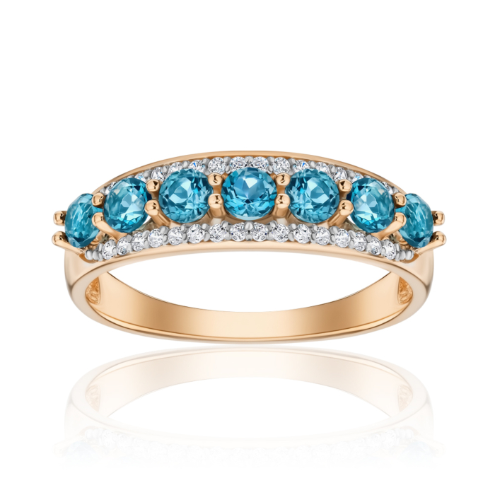 Золотое кольцо с топазами London и фианитами 530390/01/1/16012