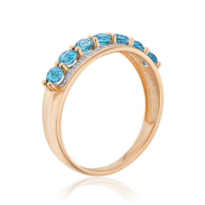 Золотое кольцо с топазами London и фианитами 530390/01/1/16012