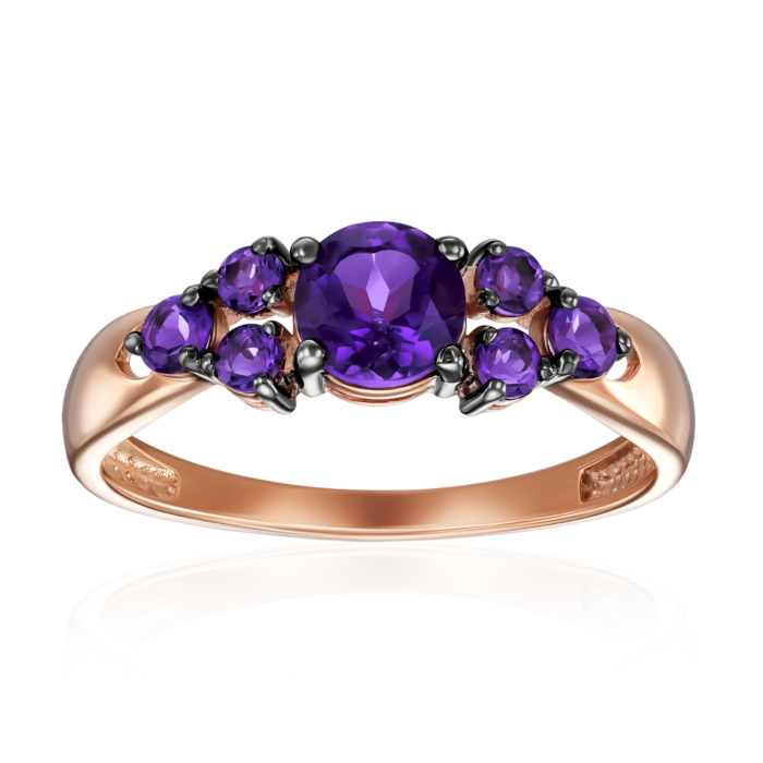 Золотое кольцо с аметистом. Артикул 530392/01/1/7235