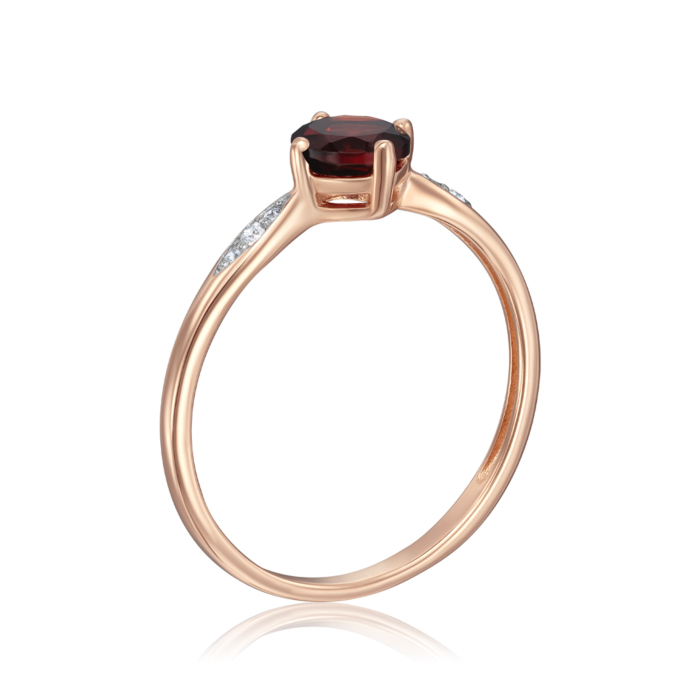 Золотое кольцо с гранатом и фианитами. Артикул 530400/01/1/7298