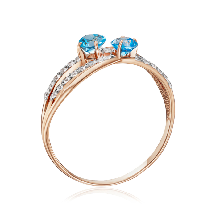 Золотое кольцо с топазом и фианитами. Артикул 530403/01/1/7516