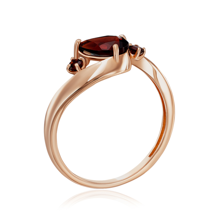 Золота каблучка з гранатом. Артикул 530407/01/0/7695
