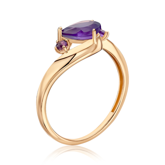 Золота каблучка з аметистами. Артикул 530407/01/0/16130