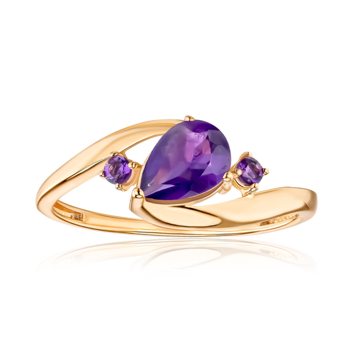 Золота каблучка з аметистами. Артикул 530407/01/0/16130