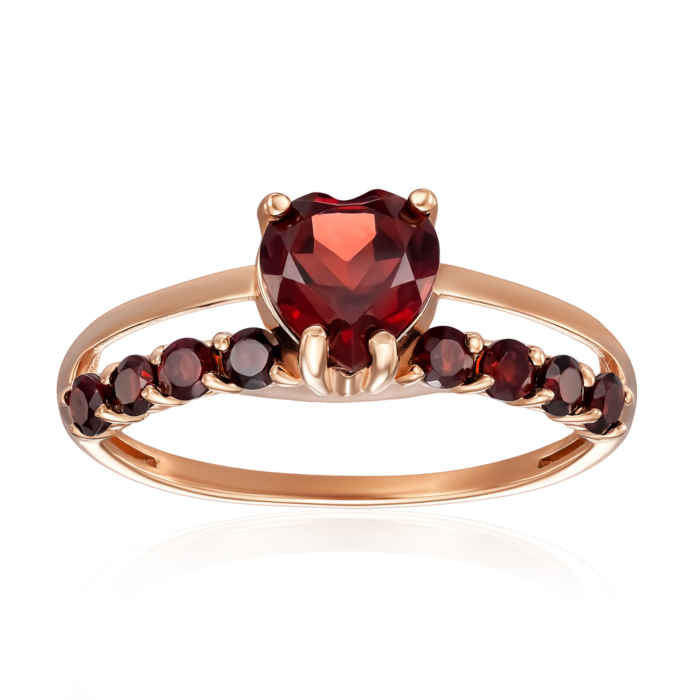 Золота каблучка з гранатом. Артикул 530410/01/0/7382