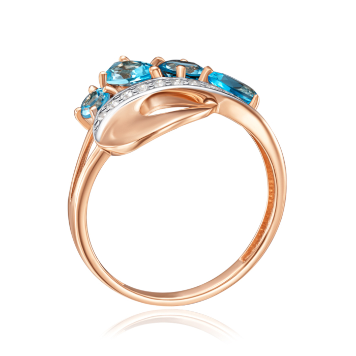 Золотое кольцо с топазом и фианитами. Артикул 530412/01/1/7769