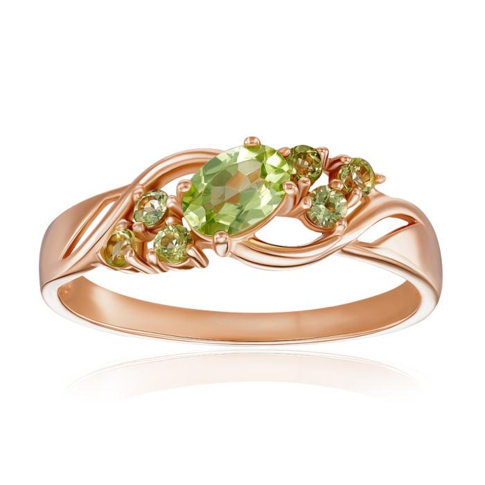 Золота каблучка з хризолітом. Артикул 530424/01/0/7791