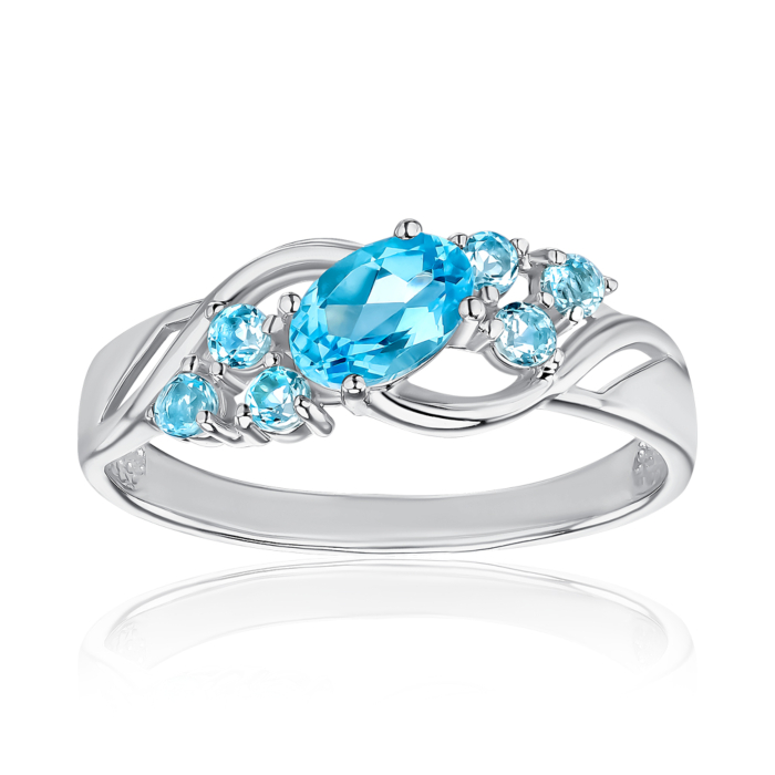 Кольцо в белом золоте с топазами. Артикул 530424/02/1/7727