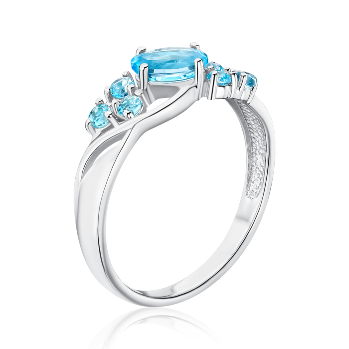 Кольцо в белом золоте с топазами. Артикул 530424/02/1/7727