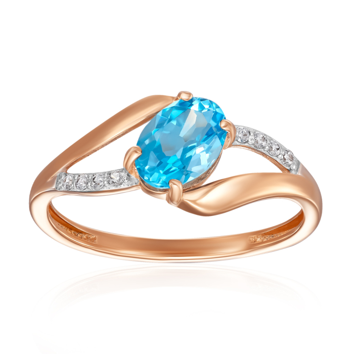 Золота каблучка з топазом та фіанітами. Артикул 530425/01/1/5043