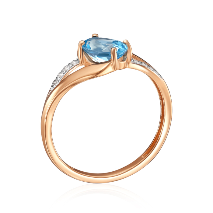 Золота каблучка з топазом та фіанітами. Артикул 530425/01/1/5043