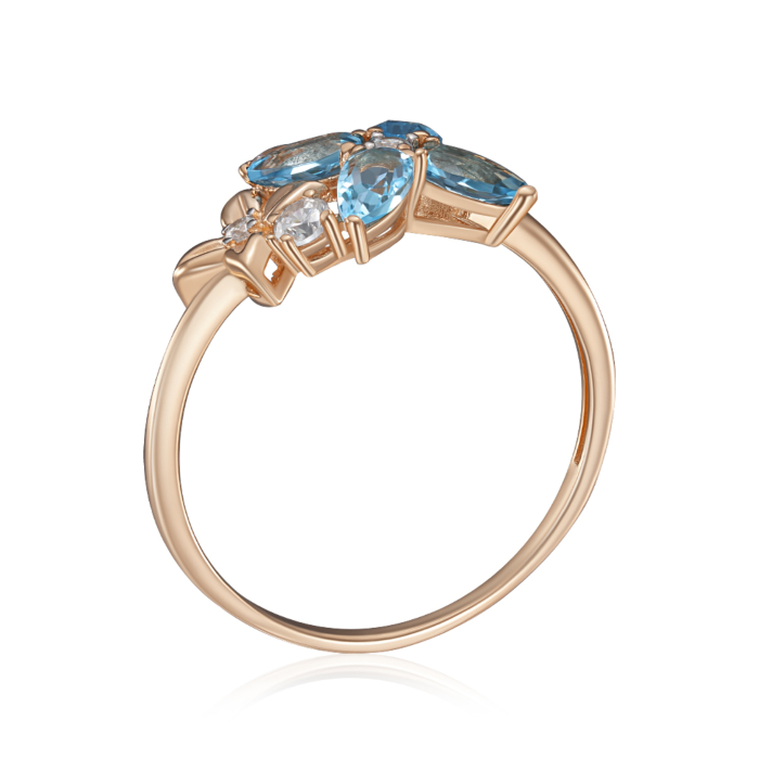 Золотое кольцо с топазом Swiss и фианитами. Артикул 530434/01/1/7792