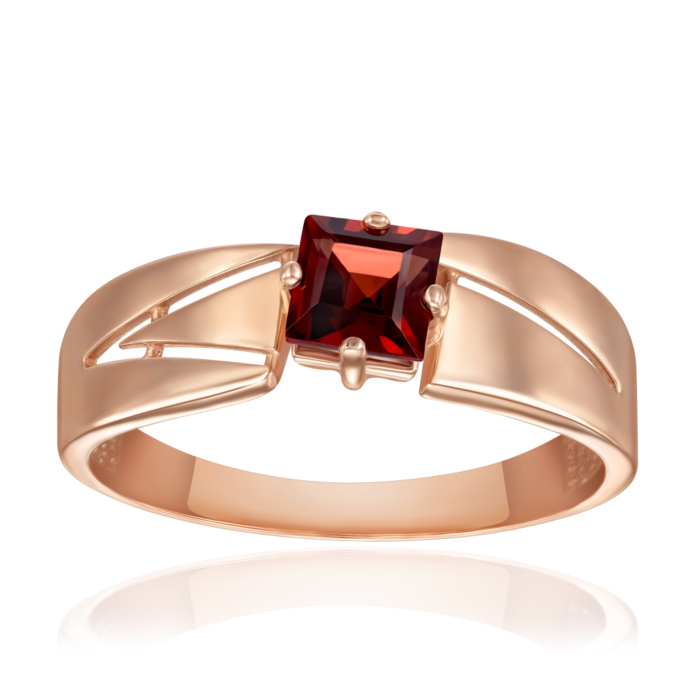 Золотое кольцо с гранатом. Артикул 530441/01/0/5268