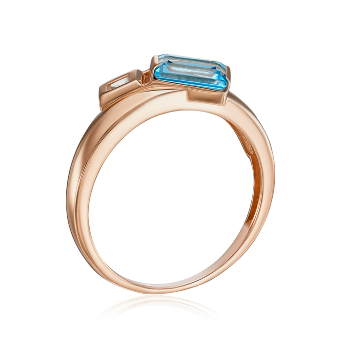 Золота каблучка з топазом та фіанітом. Артикул 530443/01/0/7689