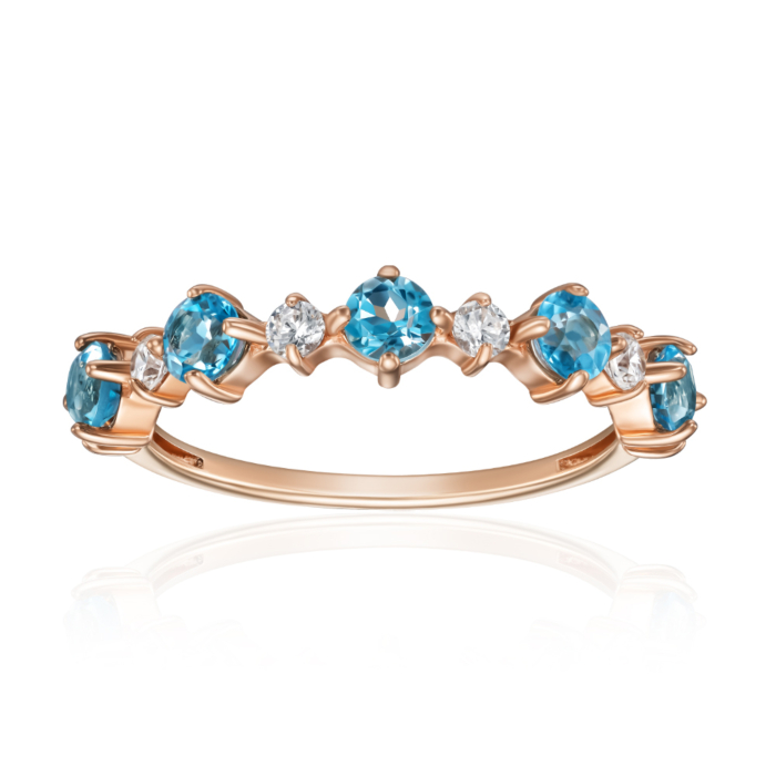 Золотое кольцо с топазом и фианитами. Артикул 530455/01/0/7814