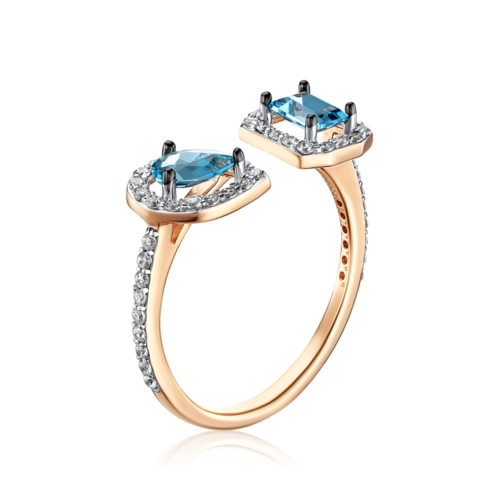 Золотое кольцо с топазами и фианитами 530465/01/1/7947