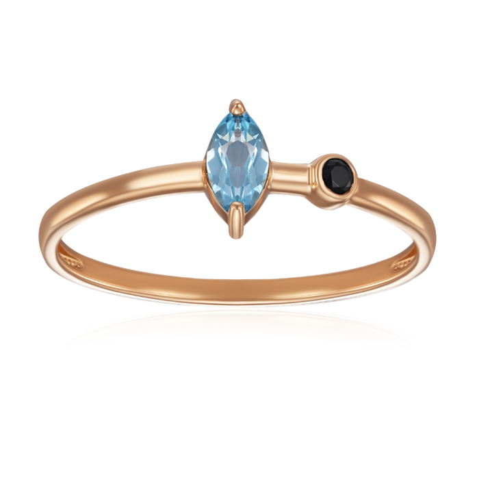 Золотое кольцо с топазом и фианитом. Артикул 530483/01/1/7833