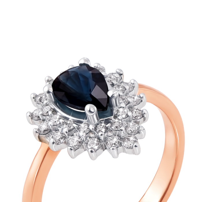 Золотое кольцо с сапфиром и бриллиантами. Артикул 53049/1.5сап