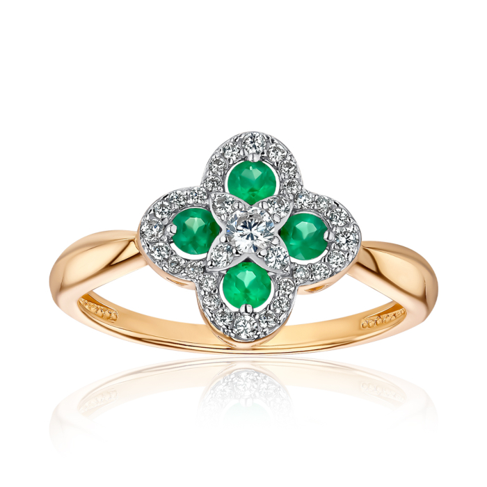 Золота каблучка з агатом та фіанітами. Артикул 530493/01/1/16039