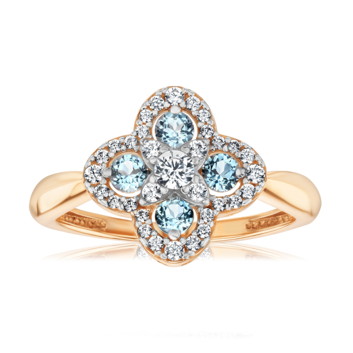 Кольцо из красного золота с топазами и фианитами. Артикул 530493/01/1/16181