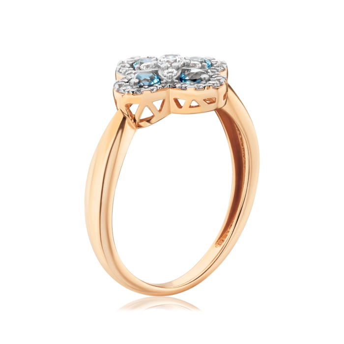 Кольцо из красного золота с топазами и фианитами. Артикул 530493/01/1/16181