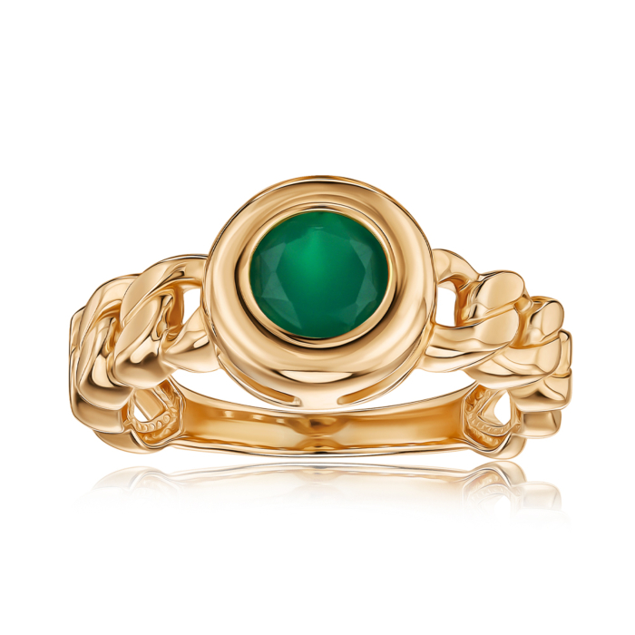 Золотое кольцо с агатом 530498/01/0/6576