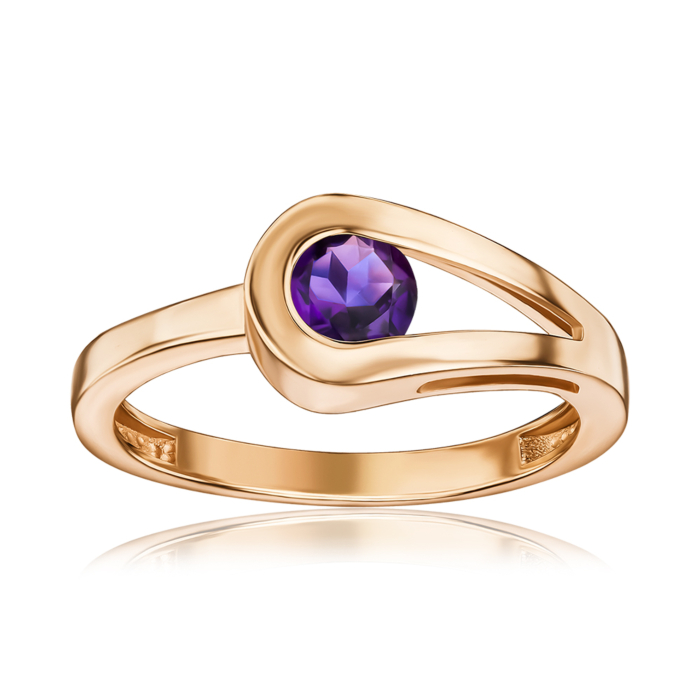Золотое кольцо с аметистом. Артикул 530499/01/0/5758