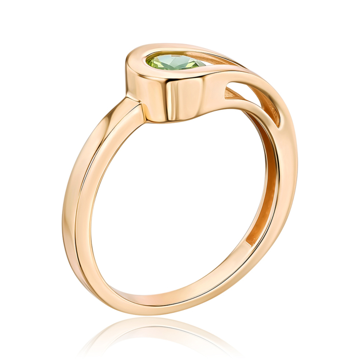 Золотое кольцо с хризолитом. Артикул 530499/01/0/6276