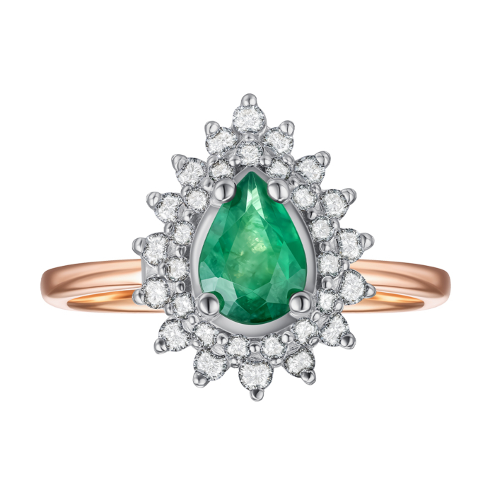 Золотое кольцо с изумрудом и бриллиантами. Артикул 53049/14/1/9591