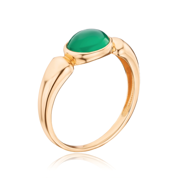 Золота каблучка з зеленим оніксом 530503/01/0/21551