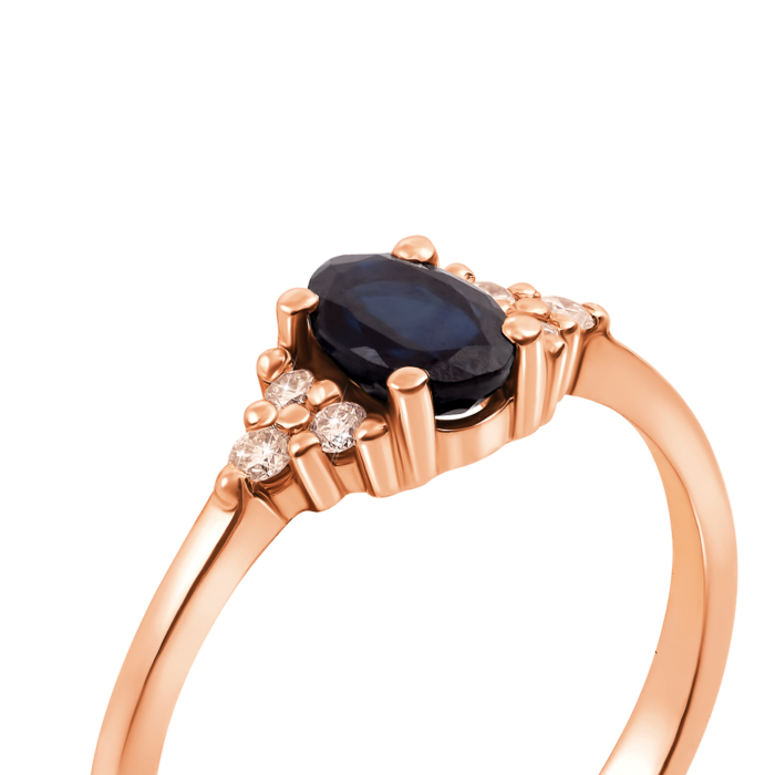 Золотое кольцо с сапфиром и бриллиантами. Артикул 53104/1.5 сап