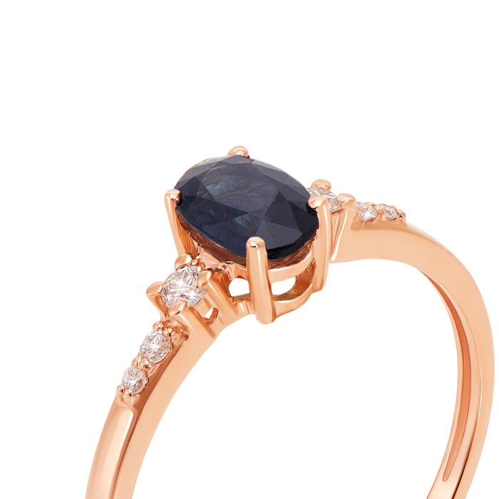 Золота каблучка з сапфіром і діамантами. Артикул 53128/1.75сап