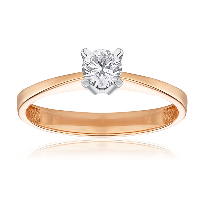 Золотое кольцо с экобриллиантом. Артикул 53130-4.5-L/14/1/11899