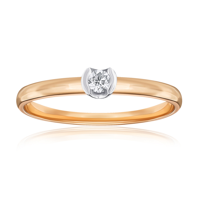 Золотое кольцо с бриллиантом. Артикул 53151/14/1/8602