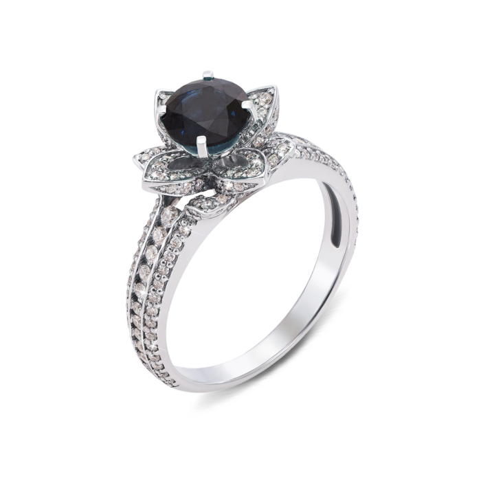 Золотое кольцо с сапфиром и бриллиантами. Артикул 53176/1.5б сап