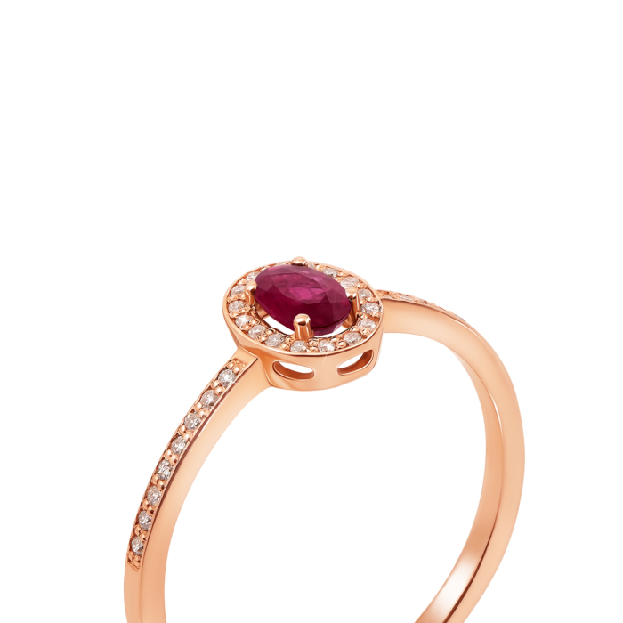 Золота каблучка з рубіном і діамантами. Артикул 53193/0.8Sруб