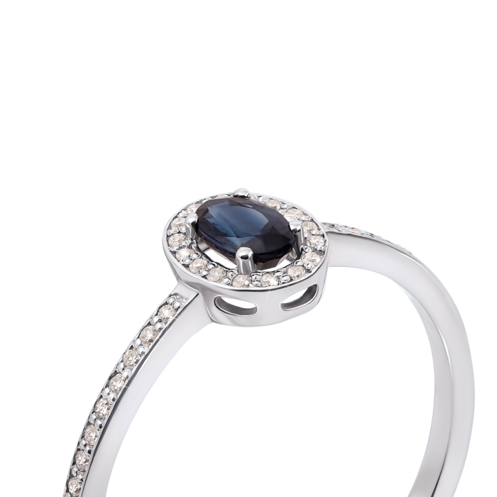 Золотое кольцо с сапфиром и бриллиантами. Артикул 53193/0.8Sб сап