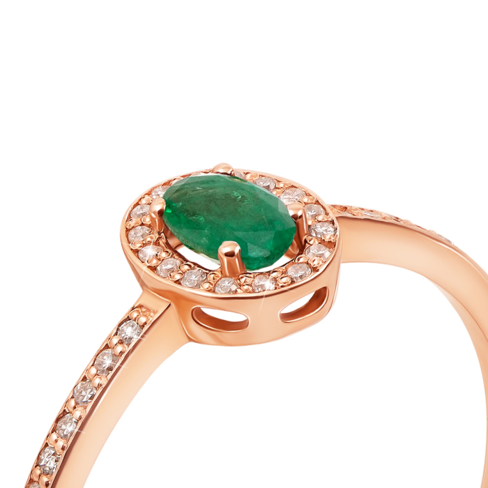Золота каблучка зі смарагдом і діамантами. Артикул 53193/0.8Sсм