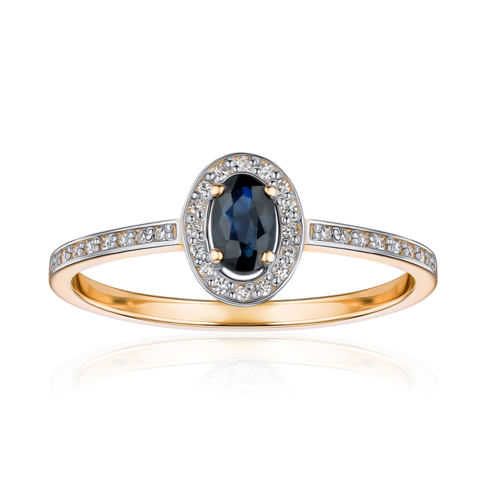 Золотое кольцо с сапфиром и бриллиантами. Артикул 53193/0.8S сап