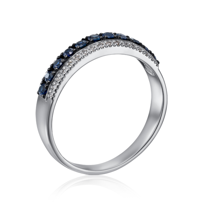 Золотое кольцо с сапфирами и бриллиантами. Артикул 53194/0.8Sб сап