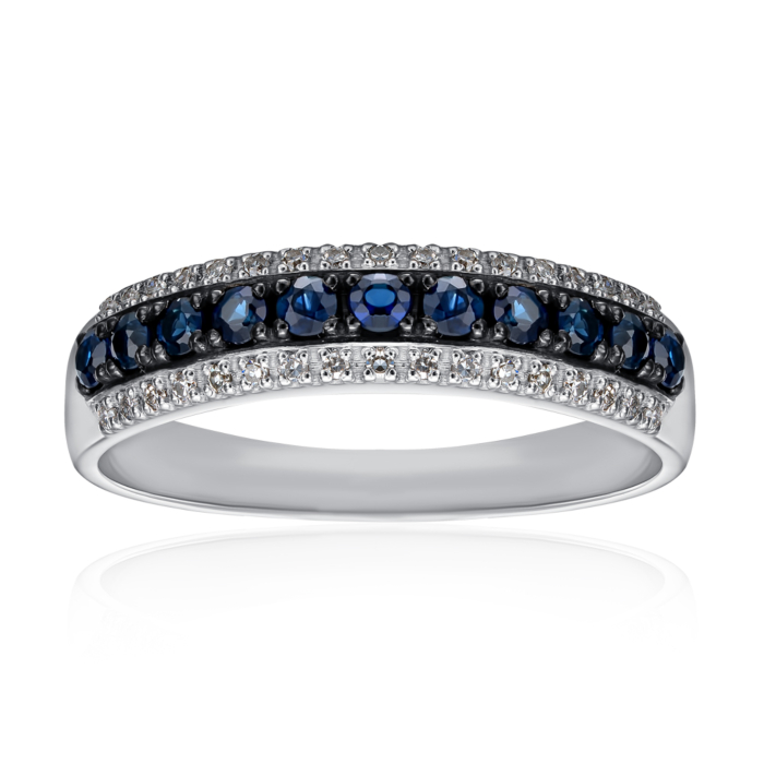 Золотое кольцо с сапфирами и бриллиантами. Артикул 53194/0.8Sб сап