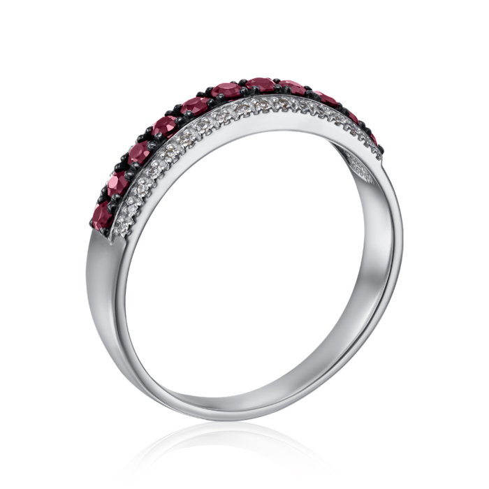Золотое кольцо с бриллиантами и рубинами. Артикул 53194/02/1/8141