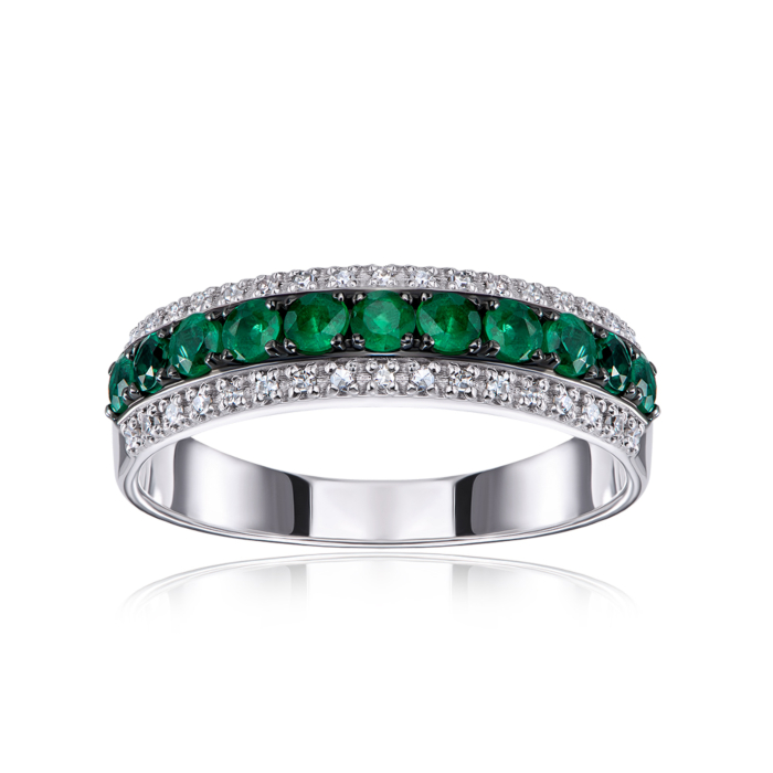 Золотое кольцо с изумрудами и бриллиантами. Артикул 53194/02/1/8192