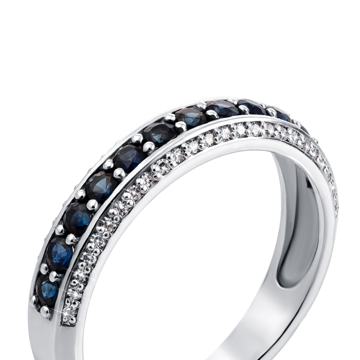 Золотое кольцо с бриллиантами и сапфирами. Артикул 53246/0.8Sб сап