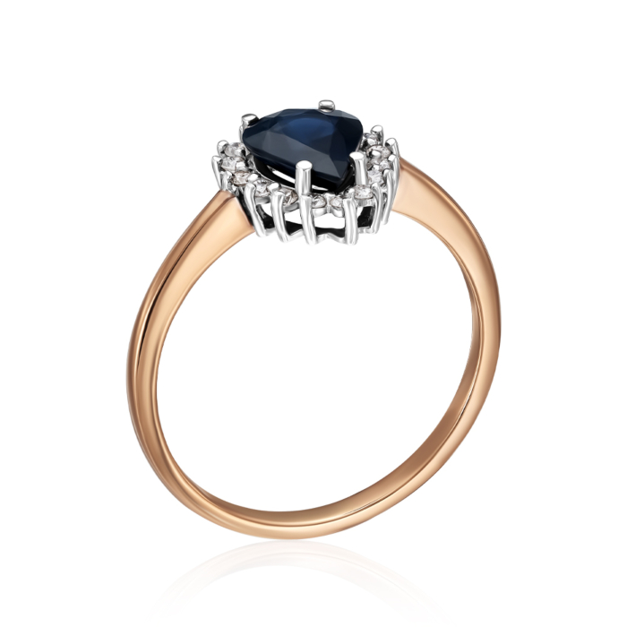 Золотое кольцо с сапфиром и бриллиантами. Артикул 53315/14/1/9731