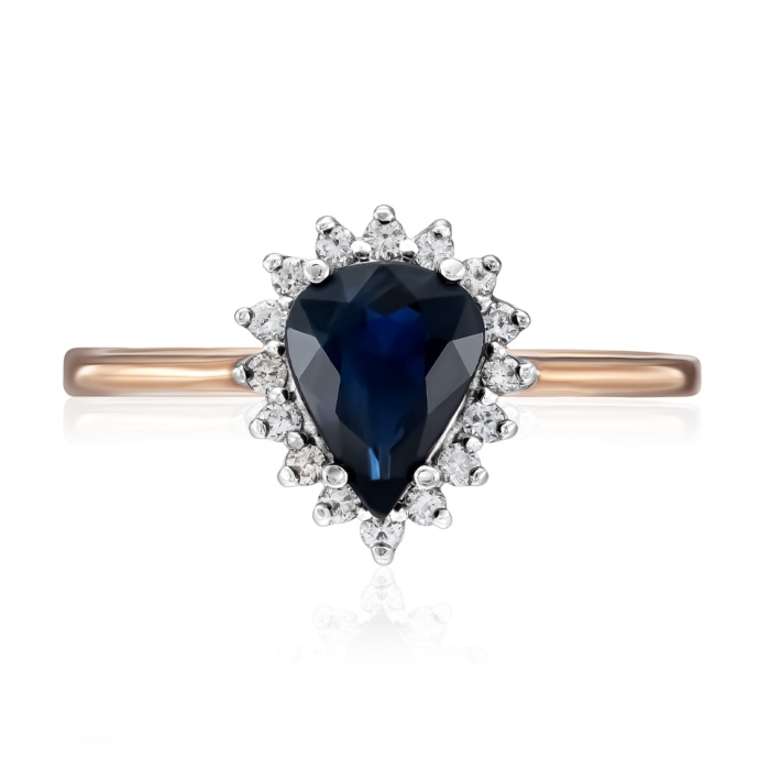 Золотое кольцо с сапфиром и бриллиантами. Артикул 53315/14/1/9731